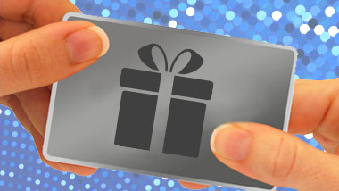 Silver Gift card with blue sparkle background